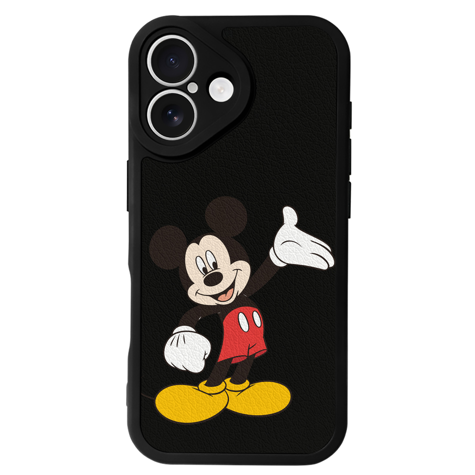 （画像用） ミッキーマウス Mickey Mouse 【iPhone 16シリーズ対応】シリコンスマホケース（レザー調） 材質：シリコン